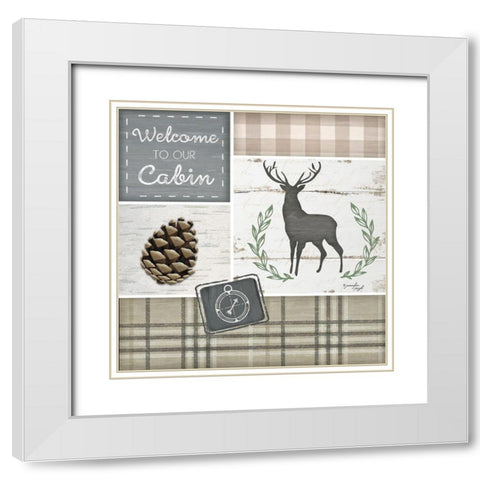 Welcome to Our Cabin White Modern Wood Framed Art Print with Double Matting by Pugh, Jennifer