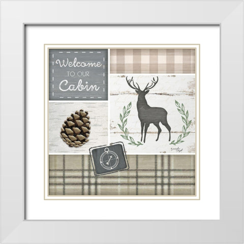 Welcome to Our Cabin White Modern Wood Framed Art Print with Double Matting by Pugh, Jennifer