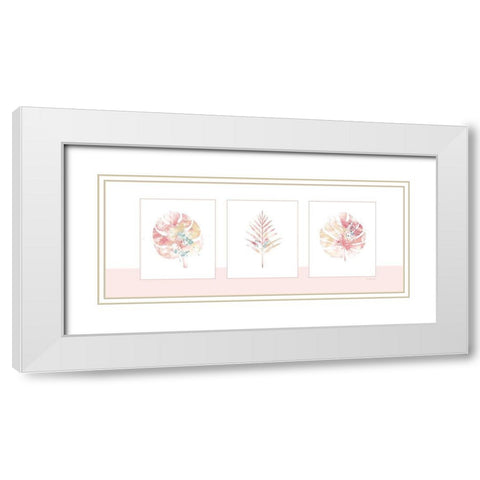 Pink Floral Panel White Modern Wood Framed Art Print with Double Matting by Pugh, Jennifer