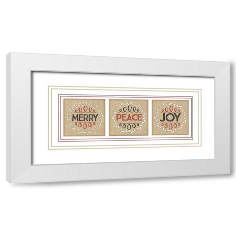 Merry Peace Joy White Modern Wood Framed Art Print with Double Matting by Pugh, Jennifer