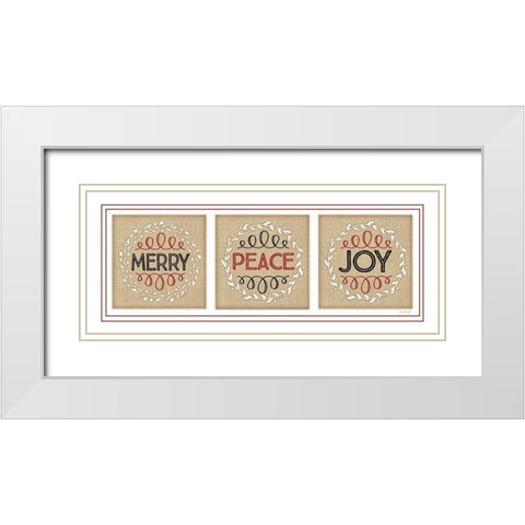 Merry Peace Joy White Modern Wood Framed Art Print with Double Matting by Pugh, Jennifer