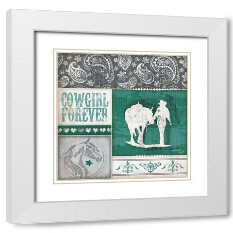 Cowgirl Forever White Modern Wood Framed Art Print with Double Matting by Pugh, Jennifer