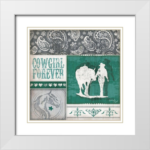 Cowgirl Forever White Modern Wood Framed Art Print with Double Matting by Pugh, Jennifer