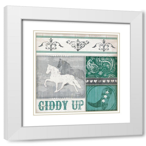 Giddy Up White Modern Wood Framed Art Print with Double Matting by Pugh, Jennifer