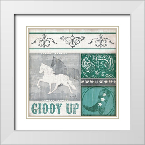 Giddy Up White Modern Wood Framed Art Print with Double Matting by Pugh, Jennifer