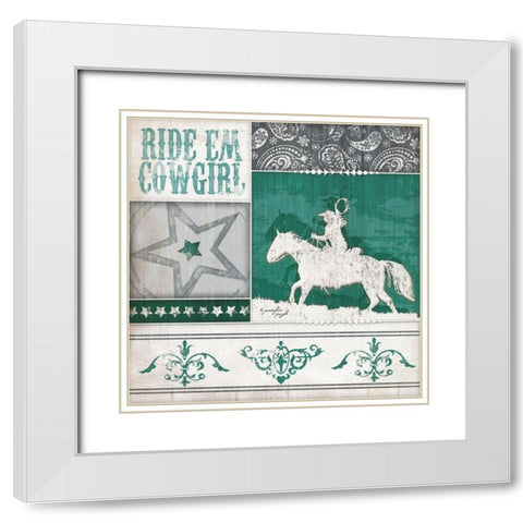 Ride Em Cowgirl White Modern Wood Framed Art Print with Double Matting by Pugh, Jennifer