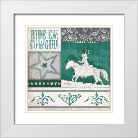 Ride Em Cowgirl White Modern Wood Framed Art Print with Double Matting by Pugh, Jennifer