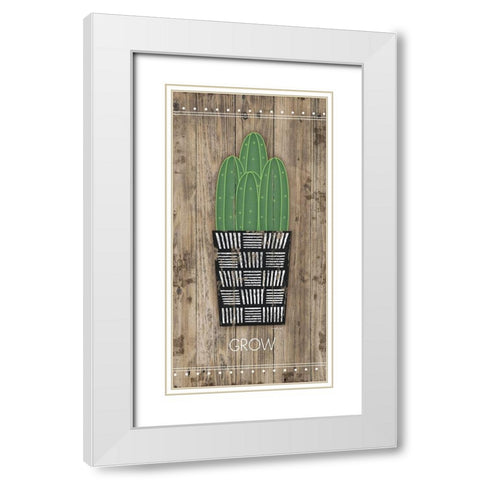 Grow White Modern Wood Framed Art Print with Double Matting by Pugh, Jennifer