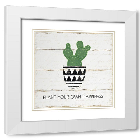 Plant Happiness White Modern Wood Framed Art Print with Double Matting by Pugh, Jennifer