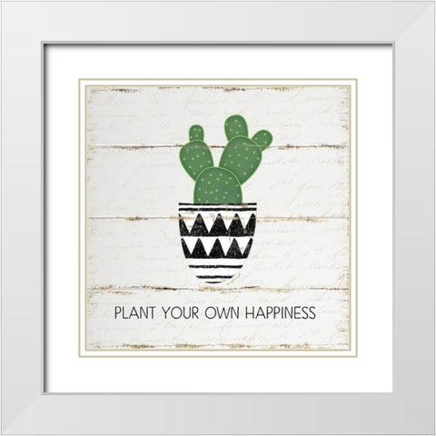 Plant Happiness White Modern Wood Framed Art Print with Double Matting by Pugh, Jennifer