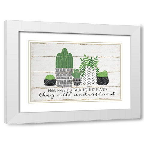 Talk to the Plants White Modern Wood Framed Art Print with Double Matting by Pugh, Jennifer