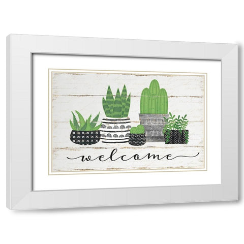 Welcome White Modern Wood Framed Art Print with Double Matting by Pugh, Jennifer