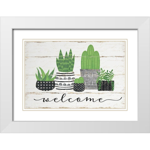 Welcome White Modern Wood Framed Art Print with Double Matting by Pugh, Jennifer