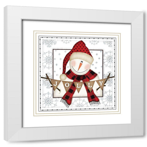 Jolly Snowman White Modern Wood Framed Art Print with Double Matting by Pugh, Jennifer