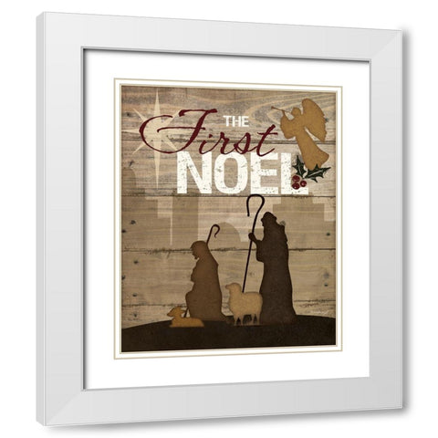 First Noel White Modern Wood Framed Art Print with Double Matting by Pugh, Jennifer