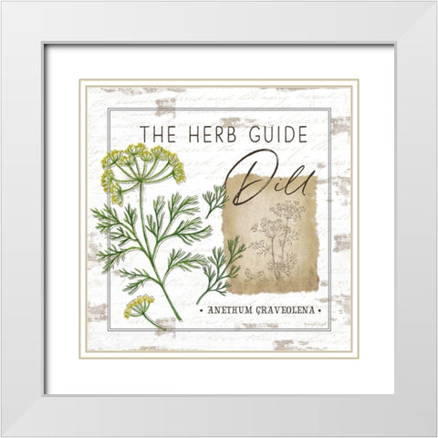 Herb Guide - Dill White Modern Wood Framed Art Print with Double Matting by Pugh, Jennifer