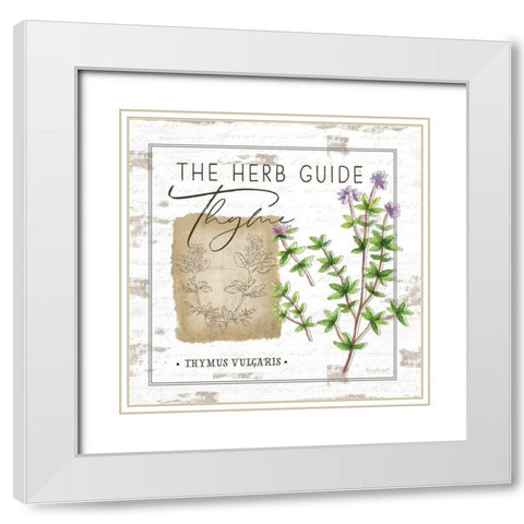 Herb Guide - Thyme White Modern Wood Framed Art Print with Double Matting by Pugh, Jennifer