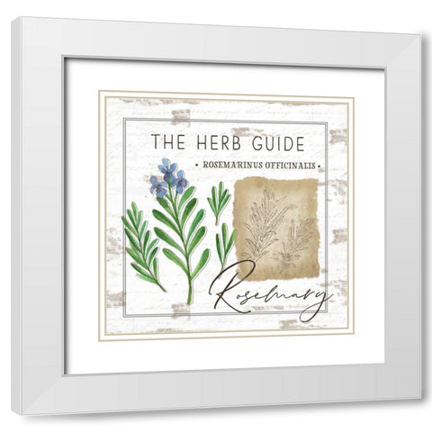 Herb Guide - Rosemary White Modern Wood Framed Art Print with Double Matting by Pugh, Jennifer