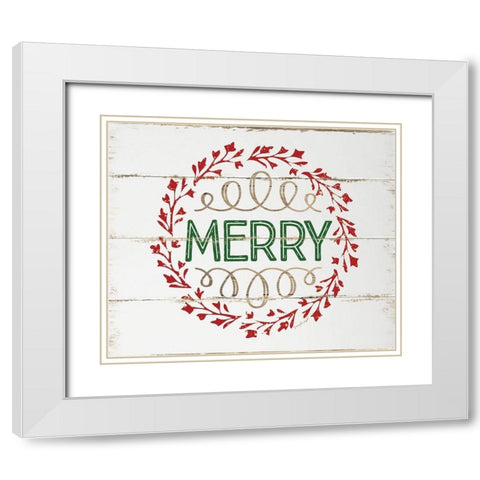 Merry White Modern Wood Framed Art Print with Double Matting by Pugh, Jennifer