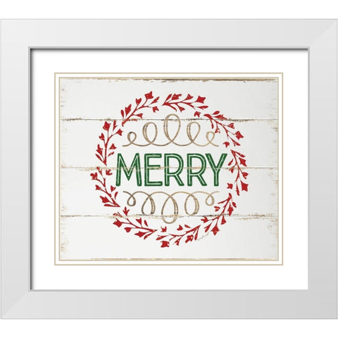 Merry White Modern Wood Framed Art Print with Double Matting by Pugh, Jennifer