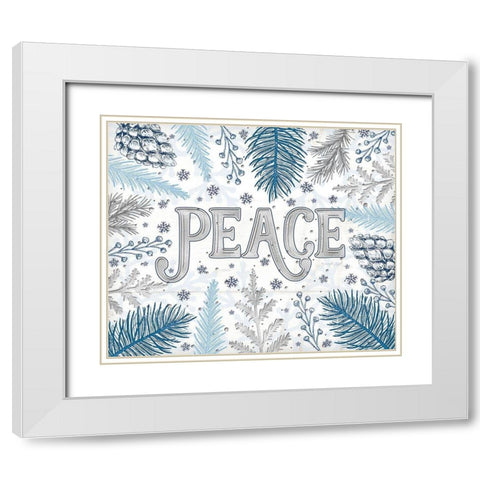 Peace White Modern Wood Framed Art Print with Double Matting by Pugh, Jennifer