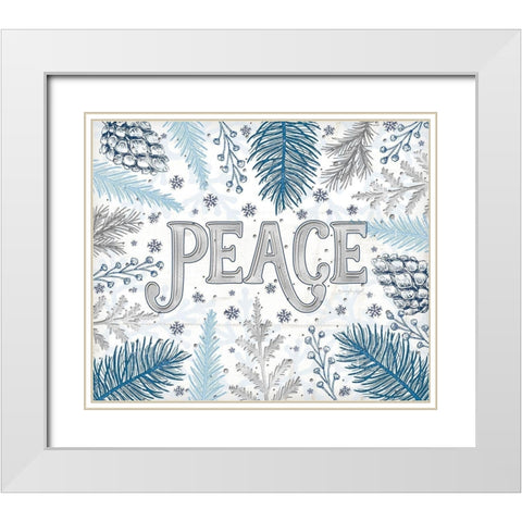 Peace White Modern Wood Framed Art Print with Double Matting by Pugh, Jennifer