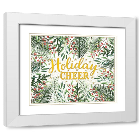 Holiday Cheer White Modern Wood Framed Art Print with Double Matting by Pugh, Jennifer