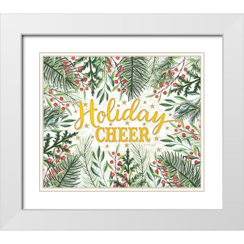 Holiday Cheer White Modern Wood Framed Art Print with Double Matting by Pugh, Jennifer