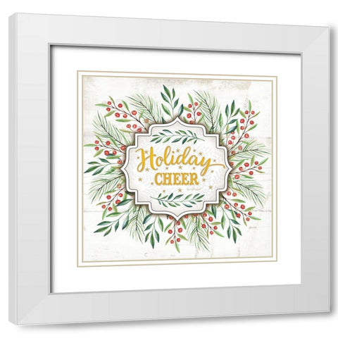 Holiday Cheer White Modern Wood Framed Art Print with Double Matting by Pugh, Jennifer