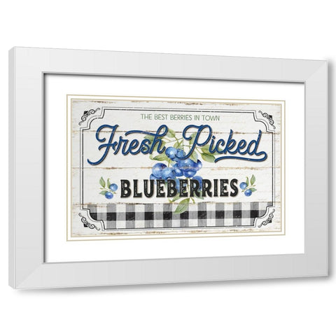 Blueberries White Modern Wood Framed Art Print with Double Matting by Pugh, Jennifer