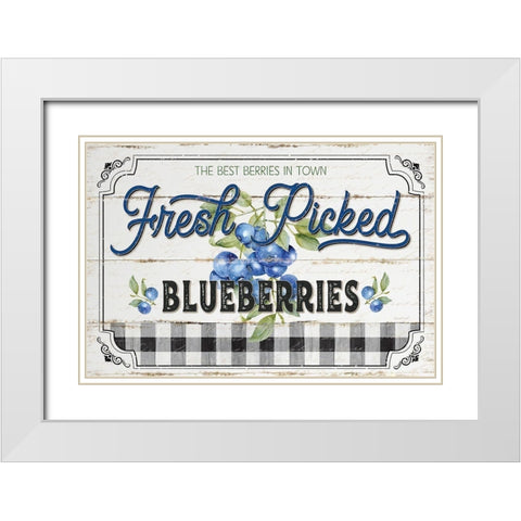 Blueberries White Modern Wood Framed Art Print with Double Matting by Pugh, Jennifer