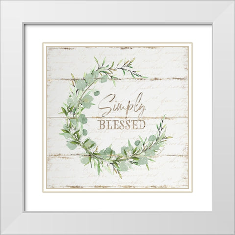 Simply Blessed White Modern Wood Framed Art Print with Double Matting by Pugh, Jennifer