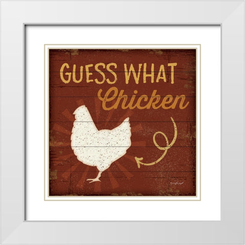 Chicken Butt White Modern Wood Framed Art Print with Double Matting by Pugh, Jennifer