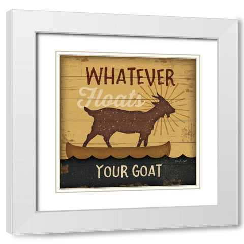 Floats Your Goat White Modern Wood Framed Art Print with Double Matting by Pugh, Jennifer