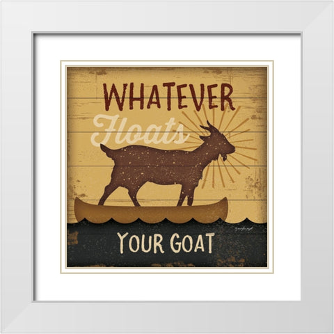Floats Your Goat White Modern Wood Framed Art Print with Double Matting by Pugh, Jennifer