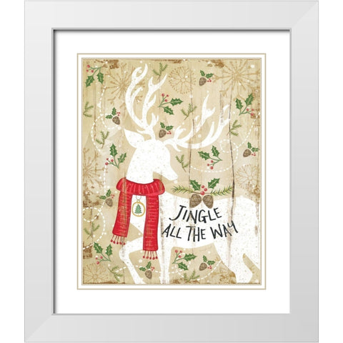 Jingle All the Way Distressed White Modern Wood Framed Art Print with Double Matting by Pugh, Jennifer