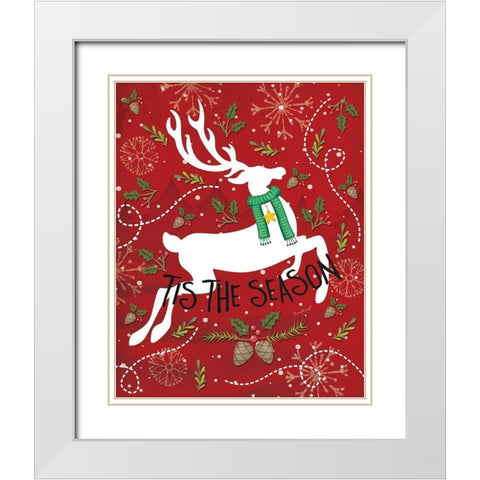 Tis the Season White Modern Wood Framed Art Print with Double Matting by Pugh, Jennifer