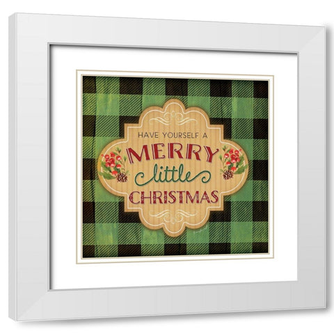 Merry Little Christmas White Modern Wood Framed Art Print with Double Matting by Pugh, Jennifer