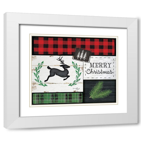 Merry Christmas White Modern Wood Framed Art Print with Double Matting by Pugh, Jennifer