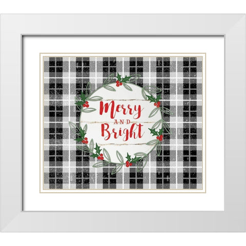 Merry and Bright White Modern Wood Framed Art Print with Double Matting by Pugh, Jennifer