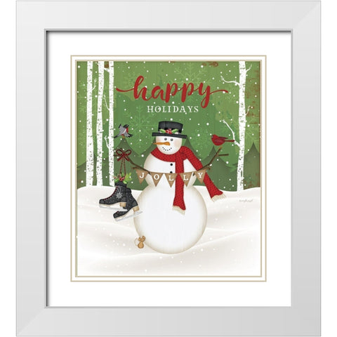 Jolly Happy Holidays White Modern Wood Framed Art Print with Double Matting by Pugh, Jennifer