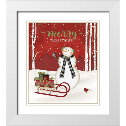 Merry Christmas White Modern Wood Framed Art Print with Double Matting by Pugh, Jennifer