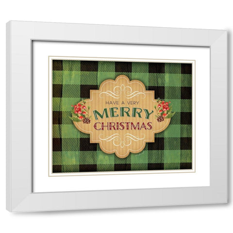 Merry Christmas White Modern Wood Framed Art Print with Double Matting by Pugh, Jennifer