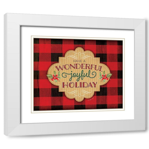 Wonderfully, Joyful Holiday White Modern Wood Framed Art Print with Double Matting by Pugh, Jennifer