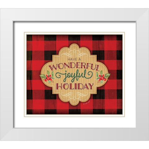 Wonderfully, Joyful Holiday White Modern Wood Framed Art Print with Double Matting by Pugh, Jennifer