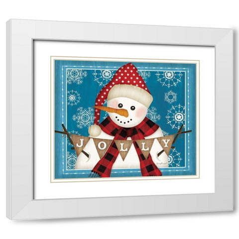 Jolly Snowman White Modern Wood Framed Art Print with Double Matting by Pugh, Jennifer