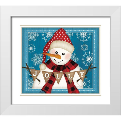 Jolly Snowman White Modern Wood Framed Art Print with Double Matting by Pugh, Jennifer