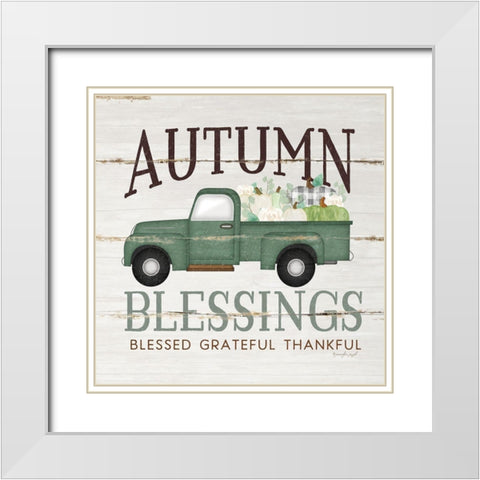 Autumn Blessings White Modern Wood Framed Art Print with Double Matting by Pugh, Jennifer