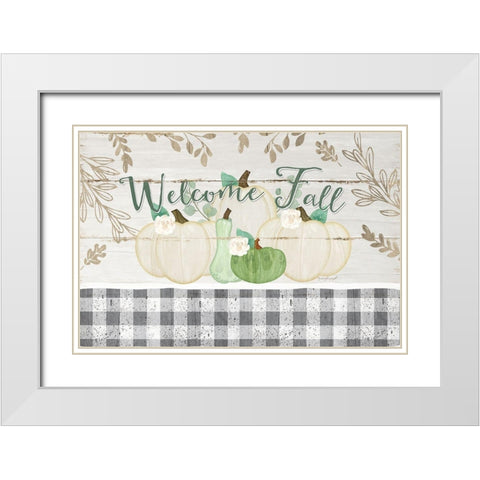 Welcome Fall White Modern Wood Framed Art Print with Double Matting by Pugh, Jennifer