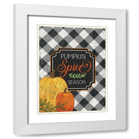 Pumpkin Spice Season White Modern Wood Framed Art Print with Double Matting by Pugh, Jennifer